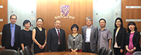 浙江省科學技術廳廳長周國輝先生（左四）率團來校訪問，與中大張妙清副校長（中）會晤